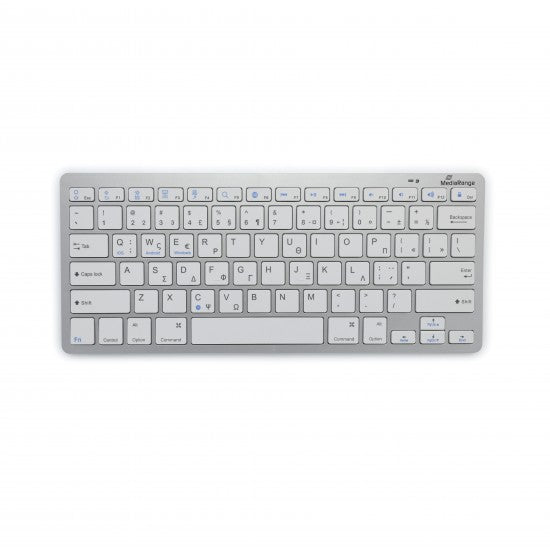 MediaRange Compact-sized Bluetooth 5.0 keyboard with 78 ultraflat keys Silver (MROS132-GR) - ledmania.gr
