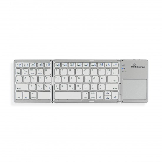 MediaRange Foldable and Rechargeable Bluetooth keyboard 64 keys with touchpad Silver (MROS133-GR) - ledmania.gr