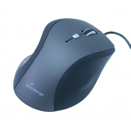 MediaRange Optical Mouse 800, 1200, 1600 and 2400 dpi (Black/Grey, Wired) (MROS202) - ledmania.gr