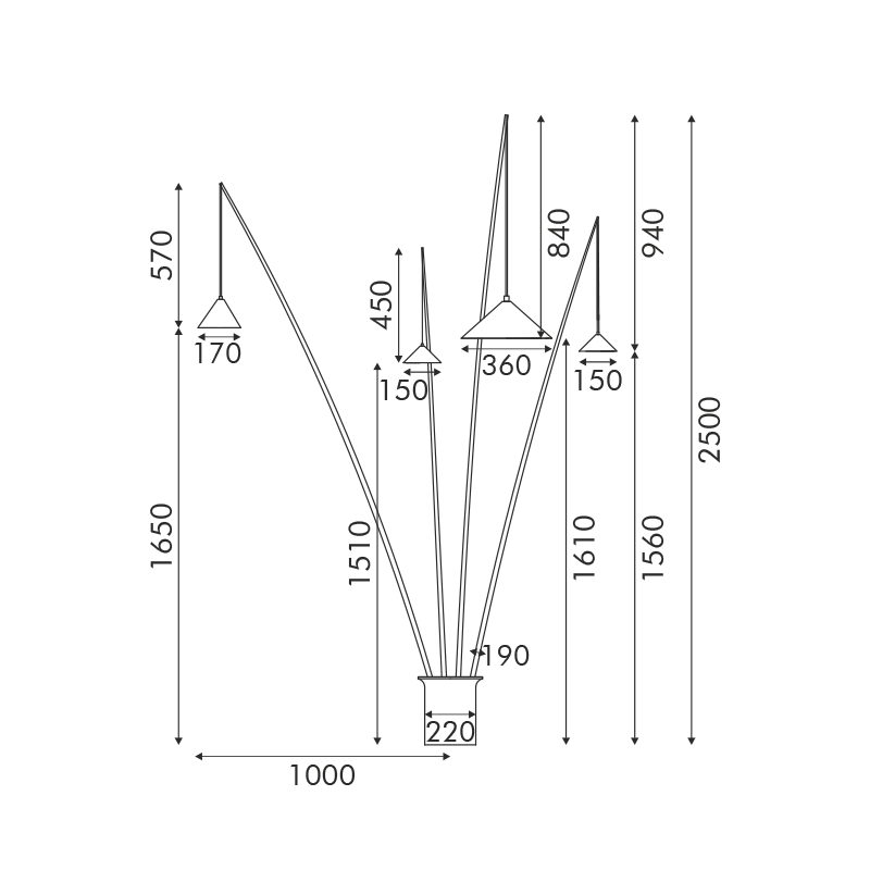 ΔΑΠΕΔΟΥ 4ΦΩΤΟ ΜΑΥΡΟ ΜΕΤΑΛΛΟ ΚΑΙ ΡΗΤΙΝΗ D100 H250cm 4ΧE27 DELIA - ledmania.gr