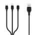 XO cable NB103 3in1 USB - Lightning + USB-C + microUSB 1,0 m 2,1A black - ledmania.gr