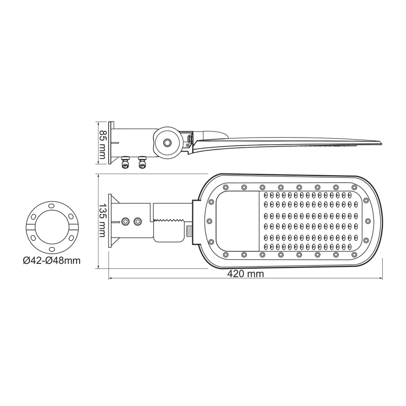 LED STREET LUMINAIRE 20W 2800LM 4000K 140x90˚ CLASS I 230V AC IP66 - ledmania.gr