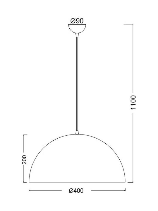 ΚΡΕΜΑΣΤΟ Φ/Σ 1XE27 ΜΕΤΑΛΛΙΚΟ ΛΕΥΚΟ Φ40cm - ledmania.gr