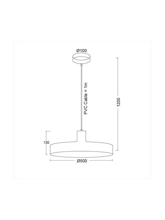 ΚΡΕΜΑΣΤΟ Φ/Σ 1ΧΕ27 ΜΕΤΑΛΛΙΚΟ ΜΑΥΡΟ Φ50ΧΗ120CM - ledmania.gr