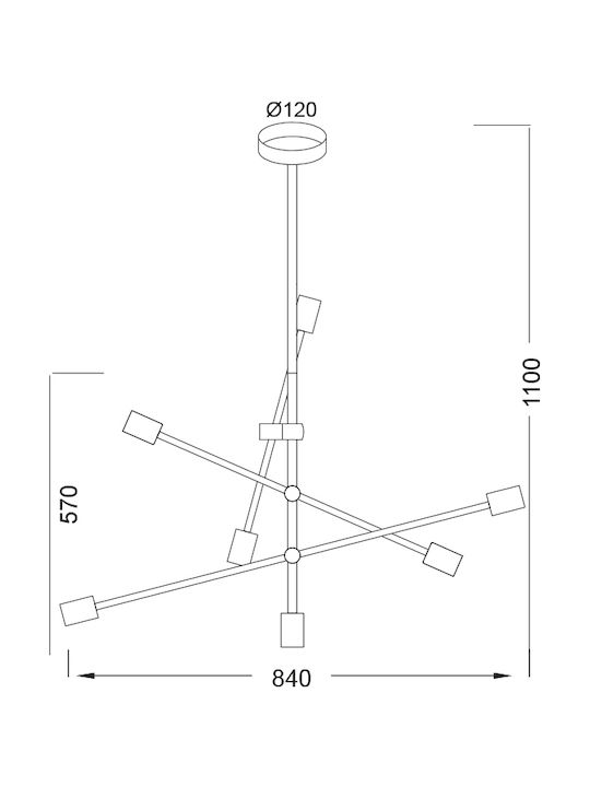 ΚΡΕΜΑΣΤΟ Φ/Σ 7ΧΕ27 ΜΕΤΑΛΛΙΚΟ ΛΕΥΚΟ Φ80ΧΗ130CM - ledmania.gr