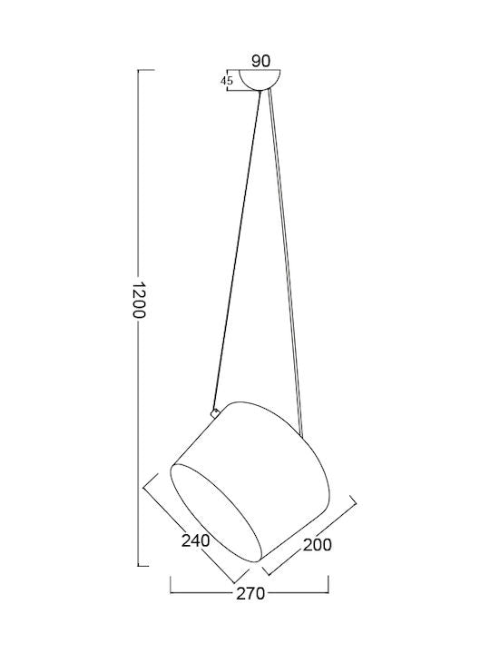 ΚΡΕΜΑΣΤΟ Φ/Σ 1ΧΕ27 ΜΑΥΡΟ ΜΕΤΑΛΛΙΚΟ Φ27ΧΗ120CM - ledmania.gr