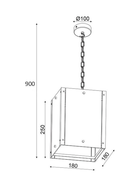 ΚΡΕΜΑΣΤΟ Φ/Σ 1ΧΕ27 ΜΕΤΑΛΛΟ+ΓΥΑΛΙ+ΞΥΛΟ 18Χ18ΧΗ80CM - ledmania.gr
