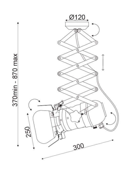 ΟΡΟΦΗΣ Φ/Σ 1ΧΕ27 ΜΕΤΑΛΛΙΚΟ ΜΑΥΡΟ 20Χ34Χ90CM - ledmania.gr