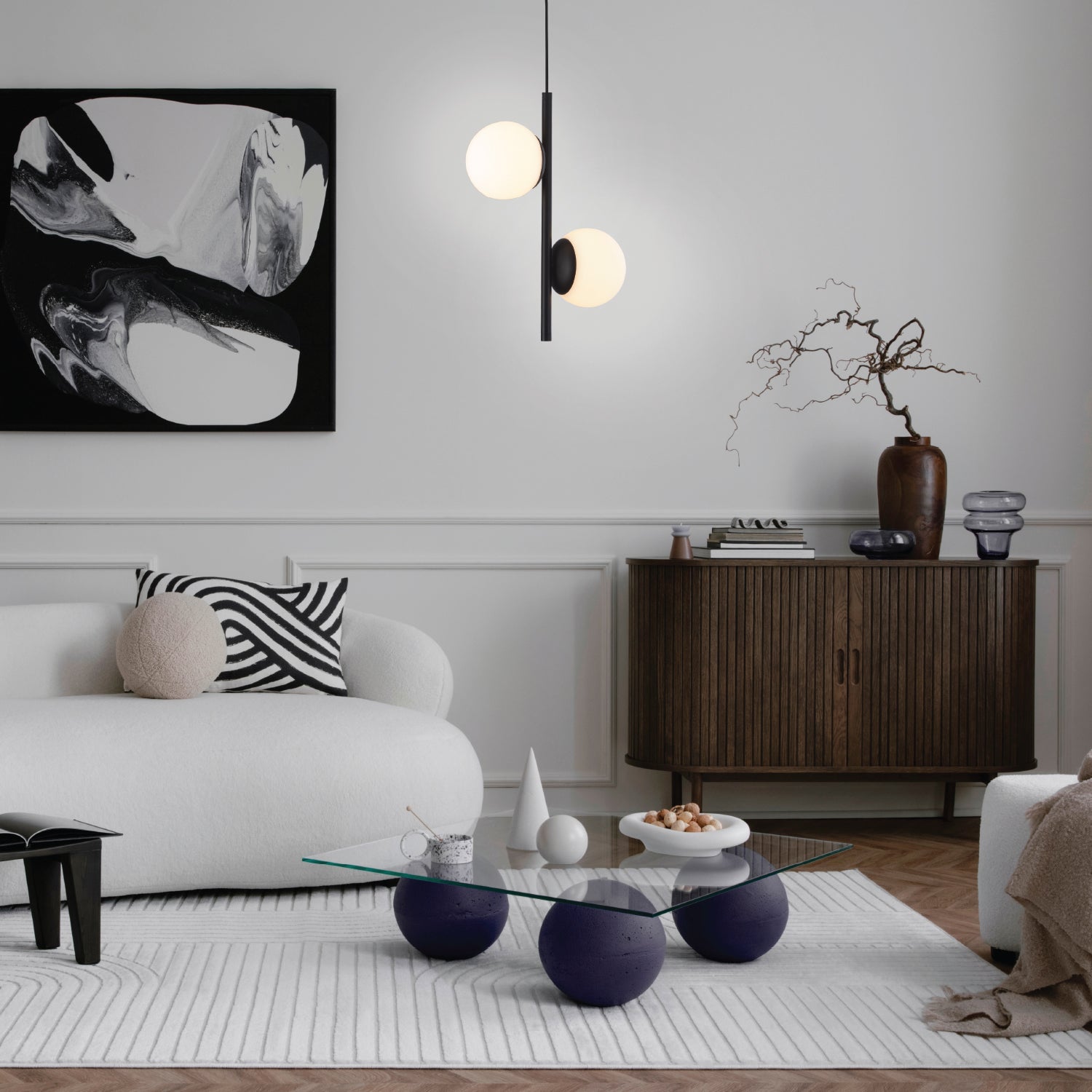 Κρεμαστό Φωτιστικό LED ACA Ball OKN96162BK Αμμώδες Μαύρο 10W 3000K 1100lm
