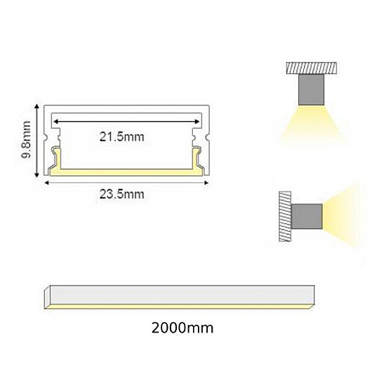 NORM ΠΡΟΦΙΛ ΑΛΟΥΜΙΝΙΟΥ ΜΑΥΡΟ ΜΕ ΟΠΑΛ ΚΑΛΛΥΜΑ 2m/pc-(Τιμή Μέτρου)
