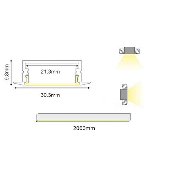 NORM ΠΡΟΦΙΛ ΑΛΟΥΜΙΝΙΟΥ ΜΑΥΡΟ ΜΕ ΟΠΑΛ ΚΑΛΥΜΑ 2m/pc-(Τιμή Μέτρου)