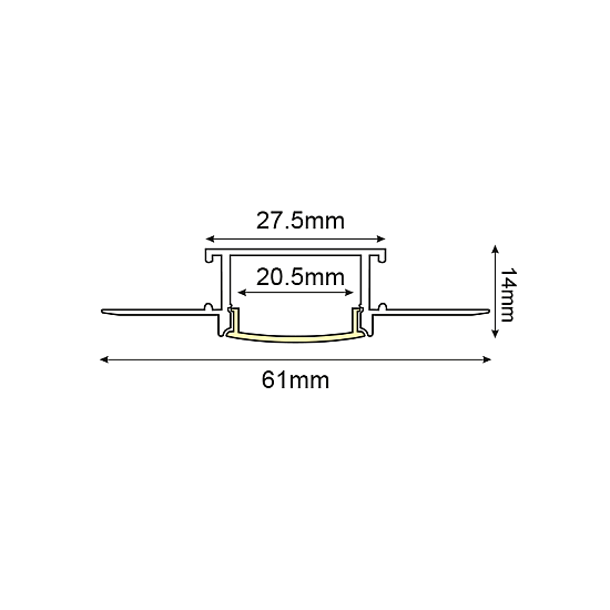 LOND ΠΡΟΦΙΛ ΑΛΟΥΜΙΝΙΟΥ ΤRIMLESS  ΜΕ ΟΠΑΛ ΚΑΛΛΥΜΑ 2m/τμχ-(Τιμή Μέτρου)