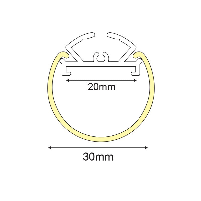 VELOR ULTRA MINI ΠΡΟΦΙΛ ΑΛΟΥΜΙΝΙΟΥ ΜΕ ΟΠΑΛ ΚΑΛΥΜΜΑ Φ30mm(Τιμή μέτρου)