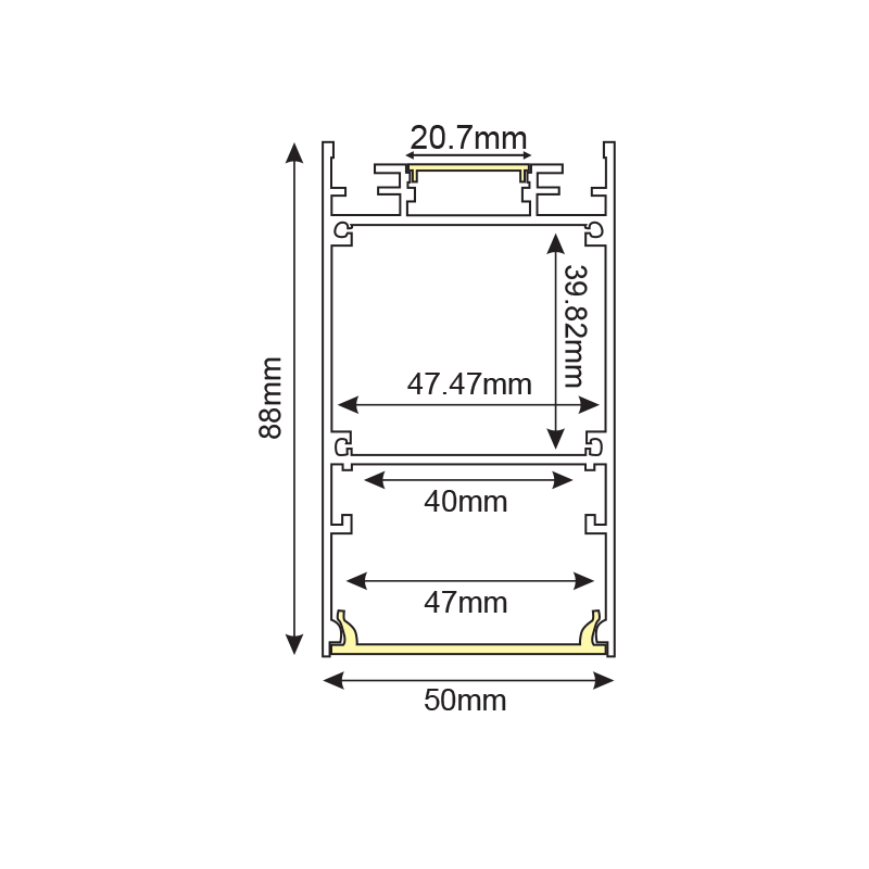 SIEN ΠΡΟΦΙΛ ΑΛΟΥΜΙΝΙΟΥ P288U ME ΟΠΑΛ PC ΚΑΛΥΜΜΑ 2m/pc-(Τιμή Μέτρου) - ledmania.gr