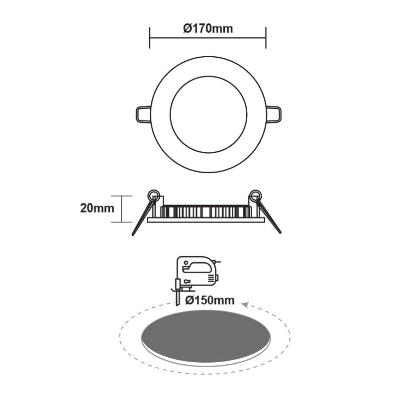 ΛΕΥΚΟ ΣΤΡΟΓΓΥΛΟ LED ΠΑΝΕΛ ΧΩΝΕΥΤΟ 12W 3000K 1040Lm Φ170mm 230V AC Ra80 - ledmania.gr