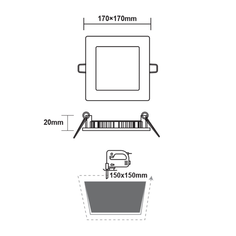ΛΕΥΚΟ ΤΕΤΡΑΓΩΝΟ LED ΠΑΝΕΛ ΧΩΝΕΥΤΟ 12W 4000K 1100Lm 170x170mm 230V Ra80 - ledmania.gr