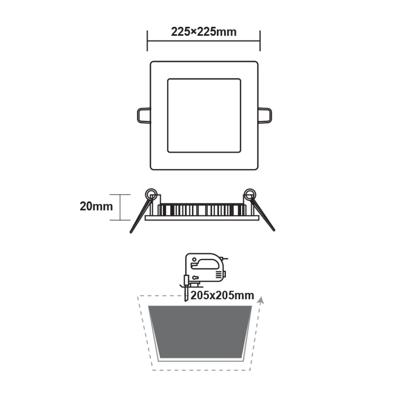 ΛΕΥΚΟ ΤΕΤΡΑΓΩΝΟ LED ΠΑΝΕΛ ΧΩΝΕΥΤΟ 18W 4000K 1800Lm 223x23mm 230V AC Ra80 - ledmania.gr