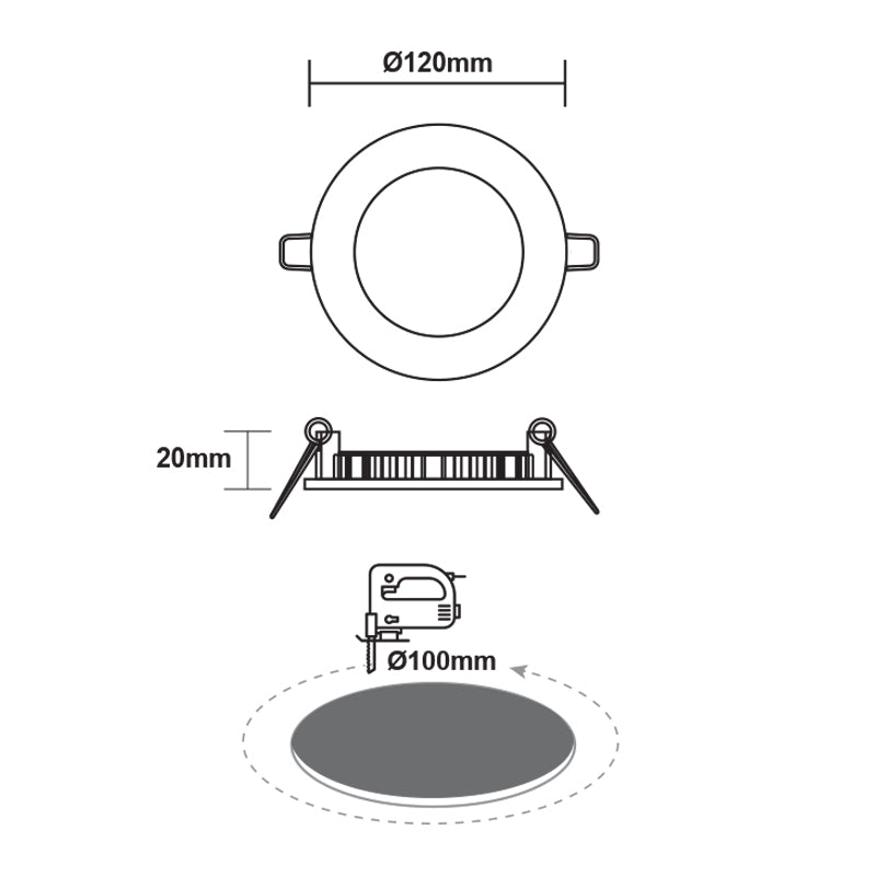 ΛΕΥΚΟ ΣΤΡΟΓΓΥΛΟ LED ΠΑΝΕΛ ΧΩΝΕΥΤΟ 6W 4000K 470Lm Φ119mm 230V AC Ra80 - ledmania.gr