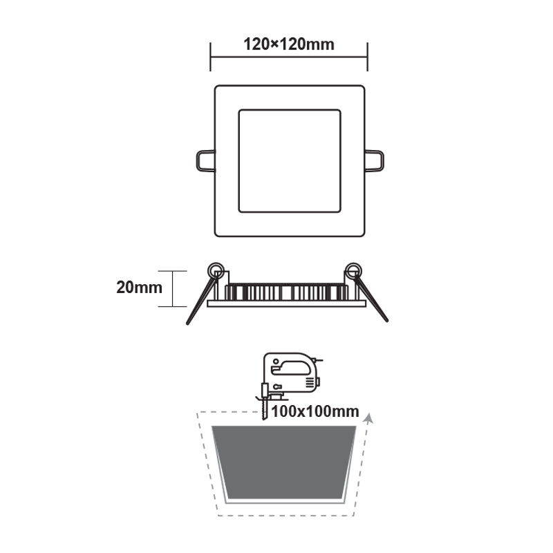 ΝΙΚΕΛ ΜΑΤ ΤΕΤΡΑΓΩΝΟ LED ΠΑΝΕΛ ΧΩΝΕΥΤΟ 6W 4000K 470Lm 118x118mm 230V AC Ra80 - ledmania.gr