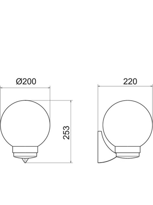 PLASTIC WALL GARDEN BLACK LUMINAIRE Φ200 E27 IP44 - ledmania.gr