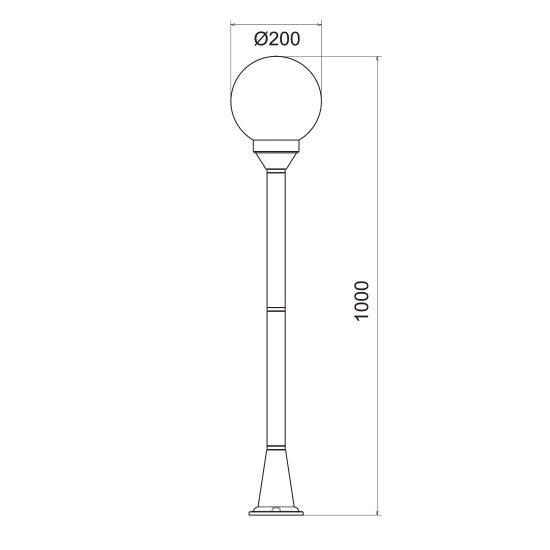 PLASTIC FLOOR GARDEN BLACK LUMINAIRE 100CM Φ200 E27 IP44 - ledmania.gr