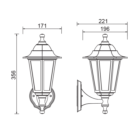 6S PLASTIC WALL GARDEN BLACK LUMINAIRE E27 IP44 - ledmania.gr