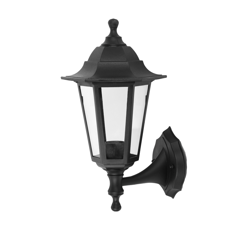 6S PLASTIC WALL GARDEN BLACK LUMINAIRE E27 IP44 - ledmania.gr