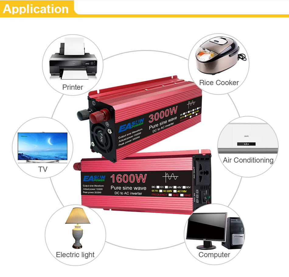 Pure Sine Wave Inverter 3000W Voltage DC 24V To AC 220V Transformer Power Converter Solar Inverter - ledmania.gr