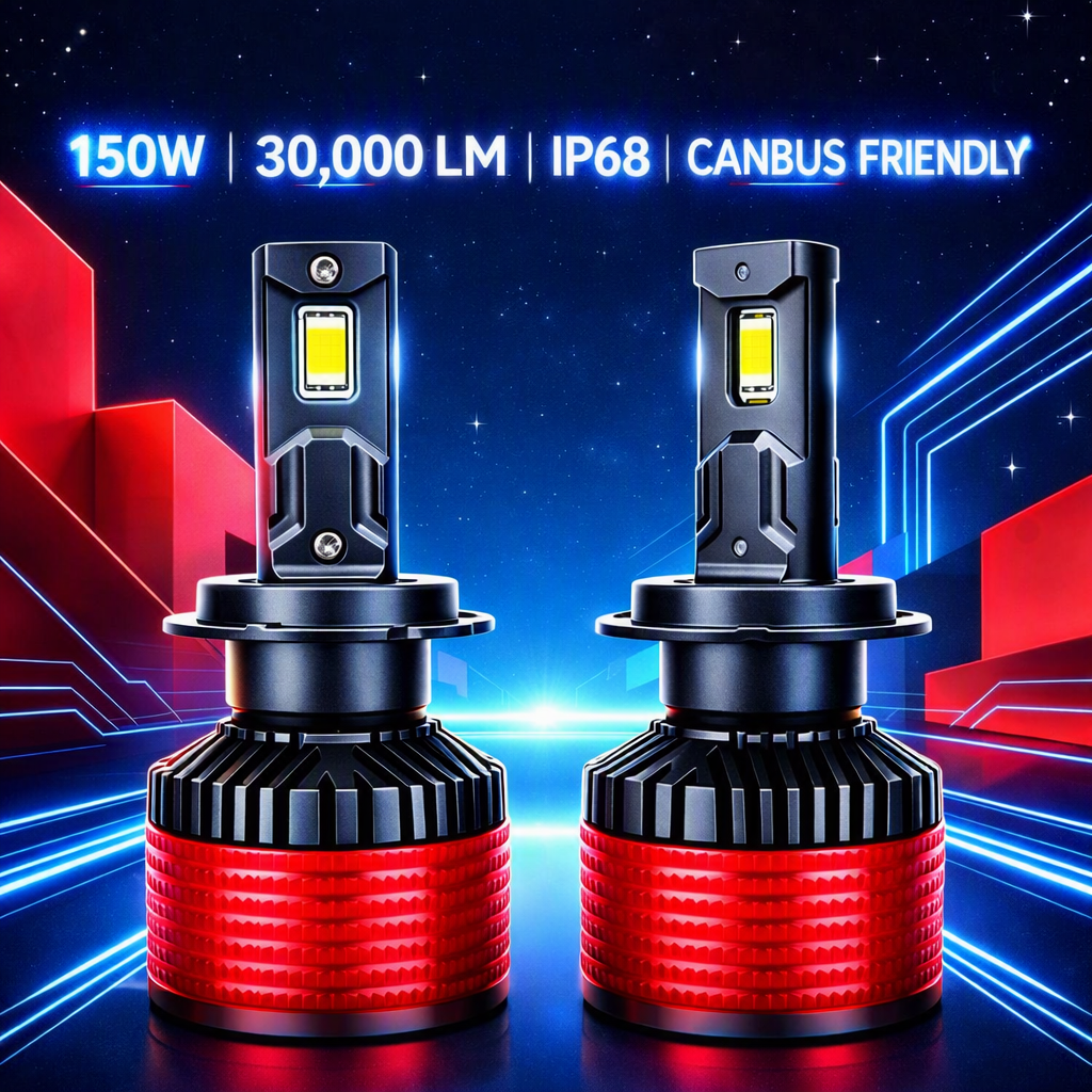 H7 LED CANBUS 30000lm 12‑24V • IP68 Αδιάβροχο • Ψυχρό Λευκό 6500K