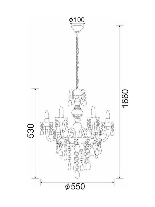 ΚΡΕΜΑΣΤΟ ΔΙΑΦΑΝΕΣ ΑΚΡΥΛΙΚΟ 6X40W E14 - ledmania.gr