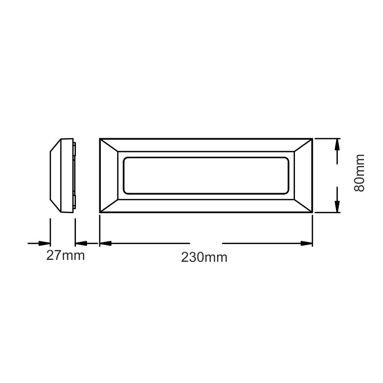LED WALL RECTANGLE LUMINAIRE GREY 230V AC IP65 4W 3000K 290LM RA80 - ledmania.gr