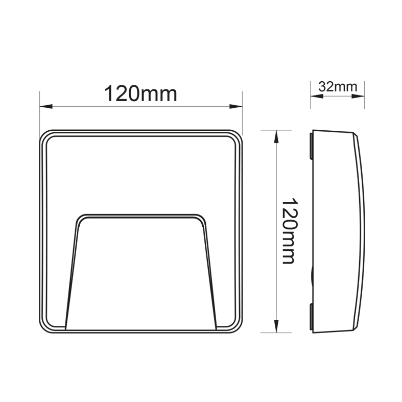 LED WALL SQUARE LUMINAIRE GREY 230V AC IP65 3W 3000K 200LM RA80 - ledmania.gr