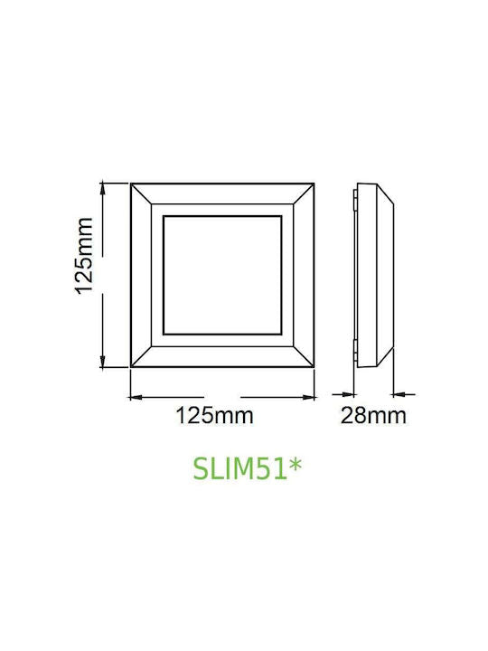 LED WALL SQUARE LUMINAIRE BLACK 230V AC IP65 4W 3000K 270LM RA80 - ledmania.gr