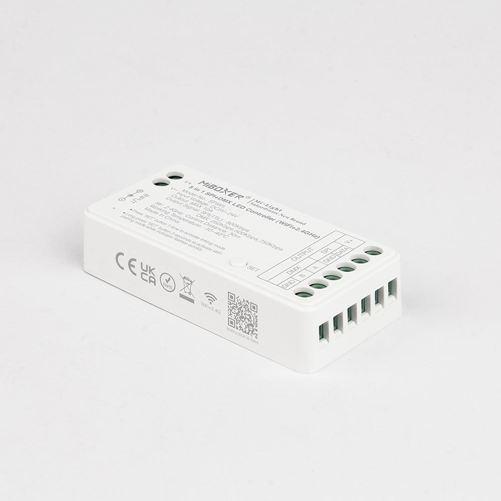 SPIW5 001.webp 5 in 1 SPI+DMX LED Controller (SPIW5) WiFi+2.4GHz 27,50 € Χωρίς Φ.Π.Α Προσθήκη στο καλάθι   5 in 1 SPI+DMX LED Controller (SPIW5) WiFi+2.4GHz