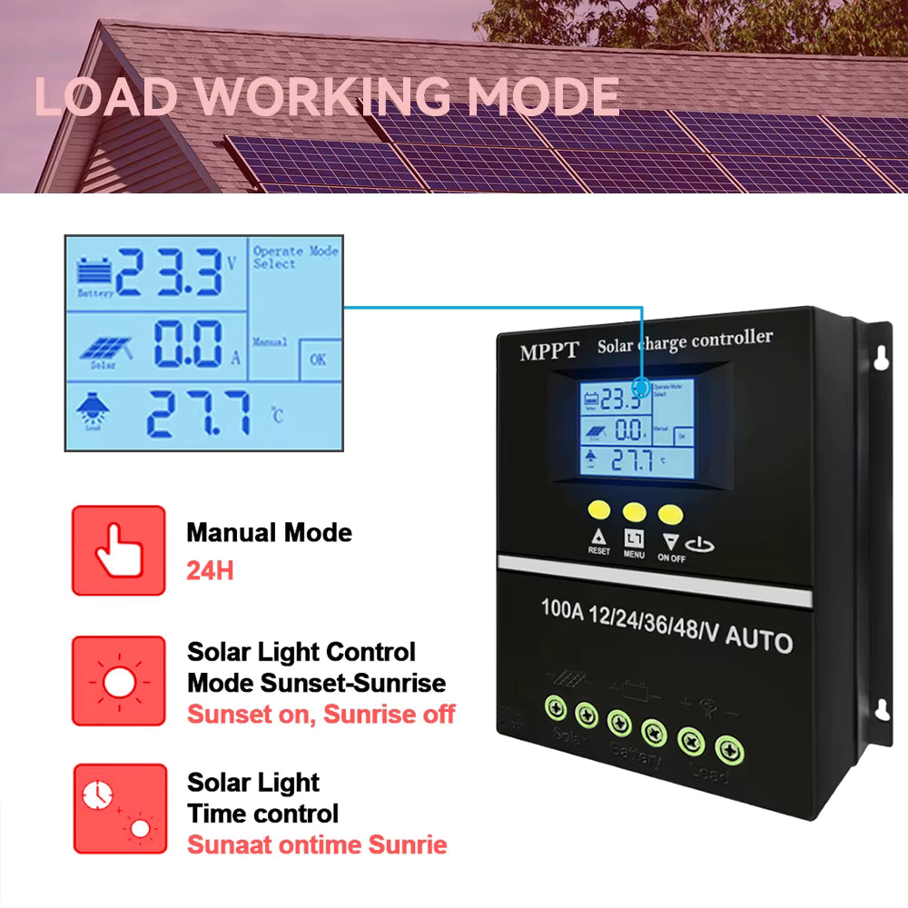 100A MPPT Solar Charge Controller 12V/24V/36V/48V με LCD & Dual USB – Ecgsolax