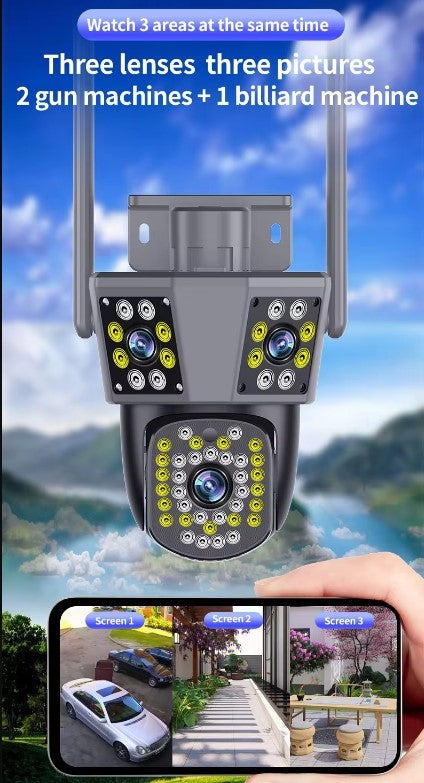 12MP Super HD IPC360 AI Έξυπνα Συστήματα κάμερας ασφαλείας Wi-Fi εξωτερικού χώρου 4K*3 Οθόνες - ledmania.gr