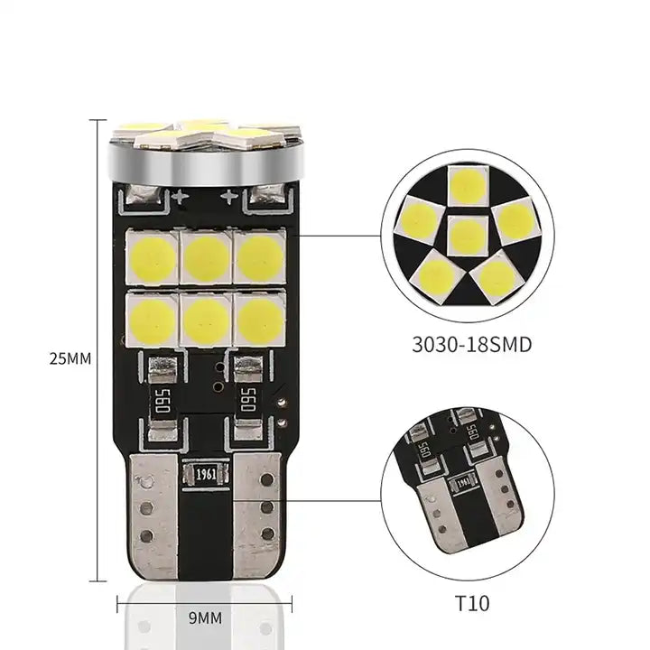 T10 Canbus Led Αυτοκινήτου 12volt-18led 3030-Ψυχρο Λευκο τεμ1 - ledmania.gr