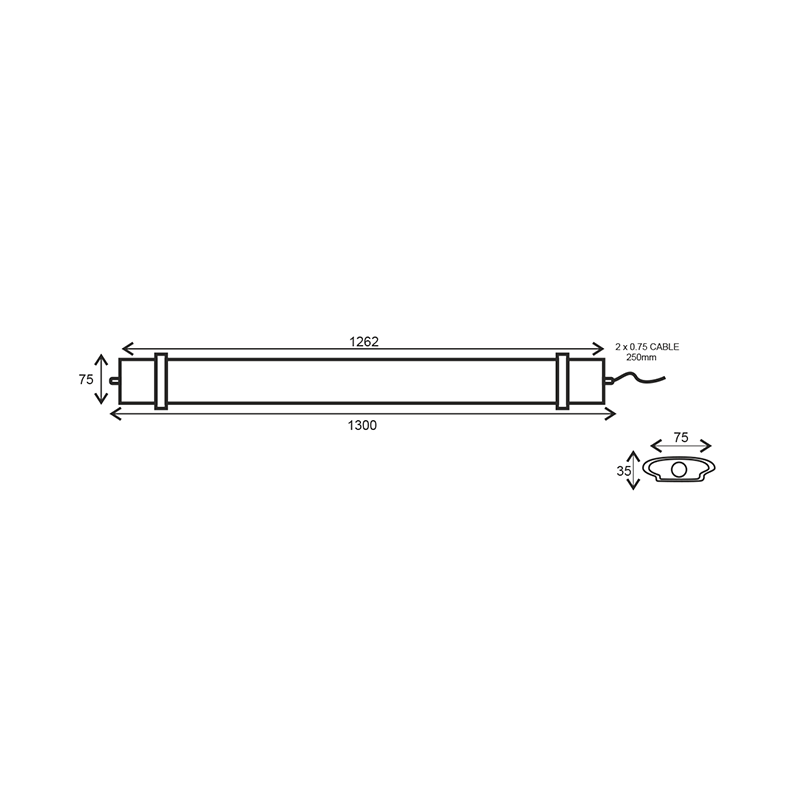 LED LUMINAIRE 60W 1262mm 4000K 5800Lm IP66 230VAC PF>0.9Ra80 - ledmania.gr