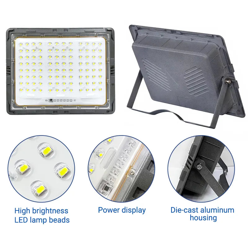 300w Ηλιακός Προβολέας Νέας Τεχνολογίας 5054 Led Chip 180° panel: 6V/45W Μπαταρία :3.2V/36000mAh-Ψυχρο Λευκό - ledmania.gr