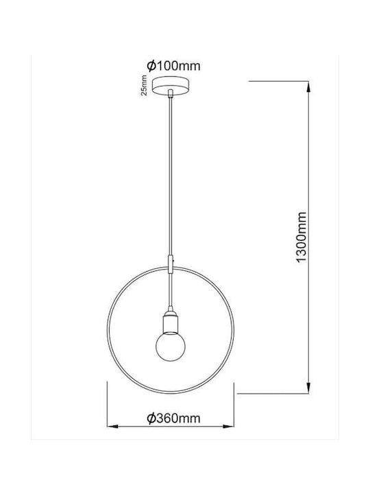 ΚΡΕΜΑΣΤΟ ΜΕΤΑΛΛΙΚΟ 1ΧΕ27 ΜΑΥΡΟΣ ΚΥΚΛΟΣ Φ35cm - ledmania.gr