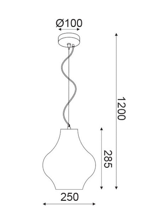 ΚΡΕΜΑΣΤΟ Φ/Σ 1ΧΕ27 ΚΑΦΕ ΠΗΛΟΣ Φ25ΧΗ120CM - ledmania.gr