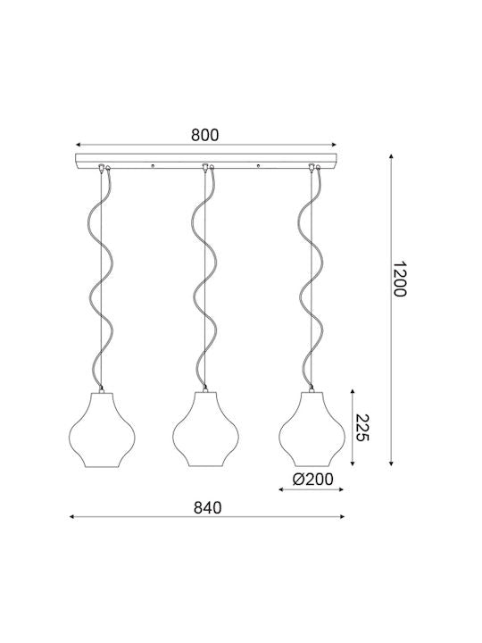 ^ΚΡΕΜΑΣΤΟ Φ/Σ 3ΧΕ27 ΚΑΦΕ ΠΗΛΟΣ Φ20Χ84ΧΗ120CM - ledmania.gr