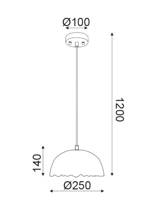 ^ΚΡΕΜΑΣΤΟ Φ/Σ 1ΧΕ27 ΜΑΥΡΟ/ΑΣΗΜΙ ΠΗΛΟΣ Φ25ΧΗ120CM - ledmania.gr