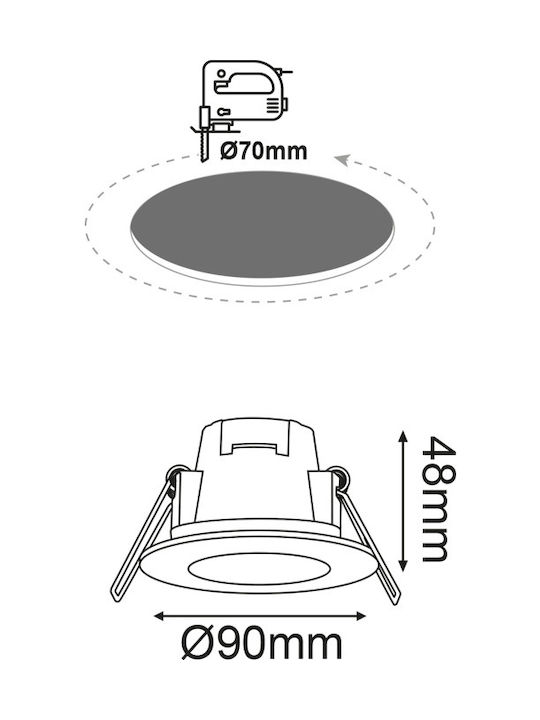 LED SPOT IP65 NIKEL MAT ROUND 5W 3.000K 230V AC 400Lm 120° Ra80 - ledmania.gr