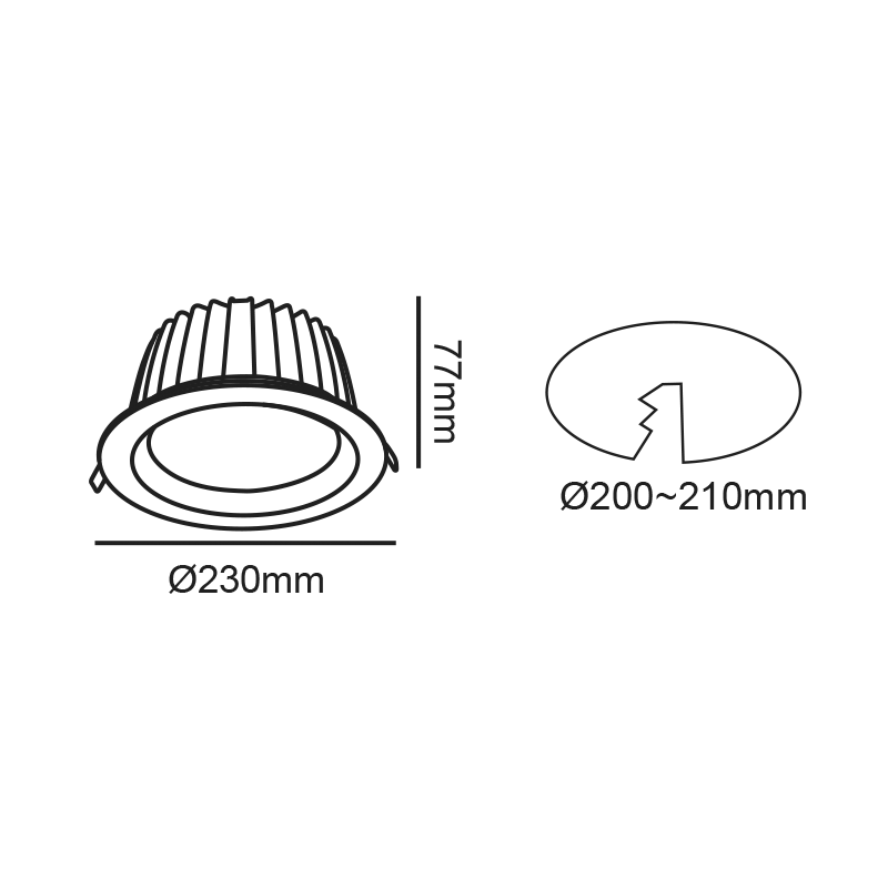 LED ΛΕΥΚΟ ΧΩΝΕΥΤΟ ΦΩΤΙΣΤΙΚΟ 40W 6500K 5000Lm 100° 230V AC Ra80 Φ230*77MM 5YRS - ledmania.gr