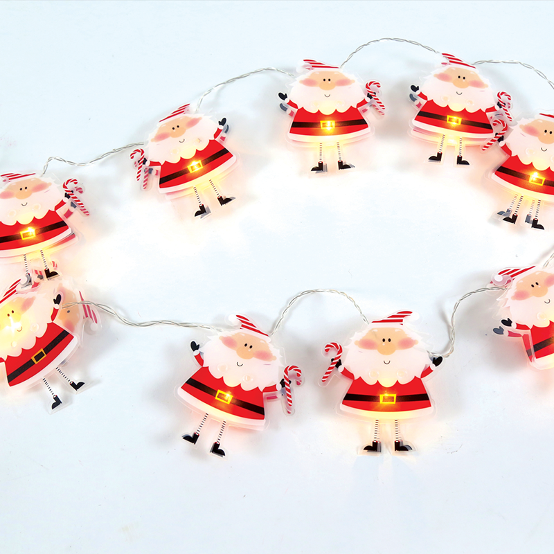 ^ PLASTIC SANTA, 10 LED ΛΑΜΠ. ΣΕΙΡΑ ΜΠΑΤ. (2xAA), WW,IP20, 135+30cm, ΔΙΑΦ ΚΑΛ ΤΡΟΦ. - ledmania.gr