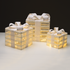 ^ SET WHITE GIFT BOX, BURLAP BOW 75(15+25+35) WW LED  ΜΠΑΤ. 3*3ΑΑ IP20 17,23,28.5CM - ledmania.gr