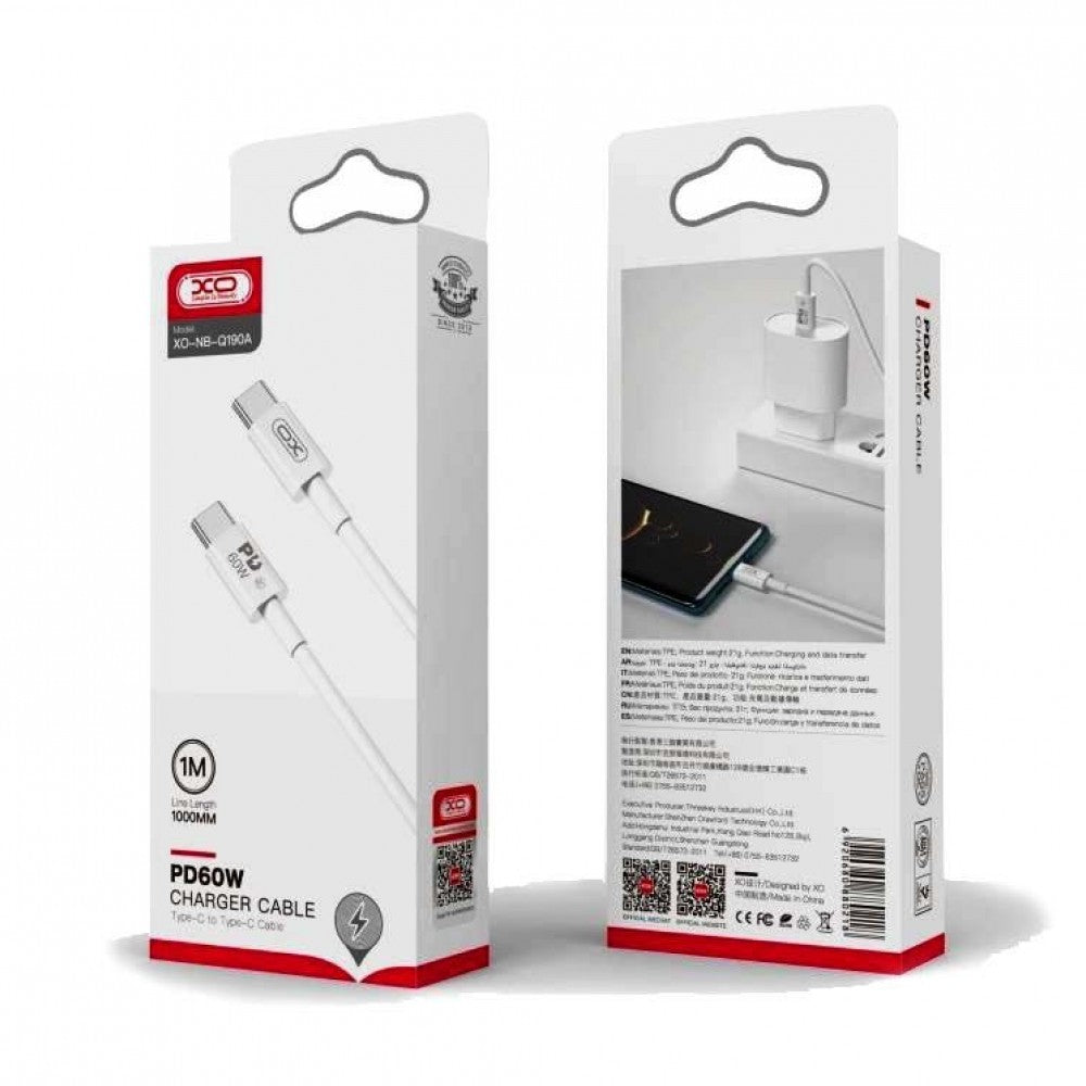 XO NB-Q190A 60W Καλώδιο Φόρτισης + Data Type-C Σε Type-C 1m - ledmania.gr