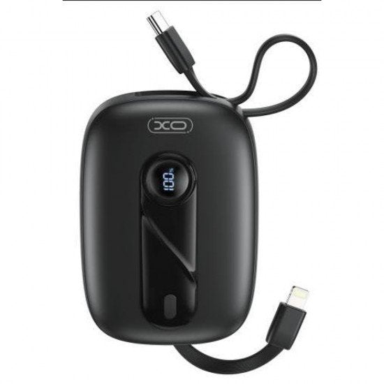 XO PR246 POWERBANK PD 20W + 22.5W(IP) ΜΕ ΕΝΣΩΜΑΤΩΜΕΝΟ ΚΑΛΩΔΙΟ TYPE-C ΚΑΙ LIGHTNING , ΟΘΟΝΗ, 10000mAh , ΜΑΥΡΟ - ledmania.gr