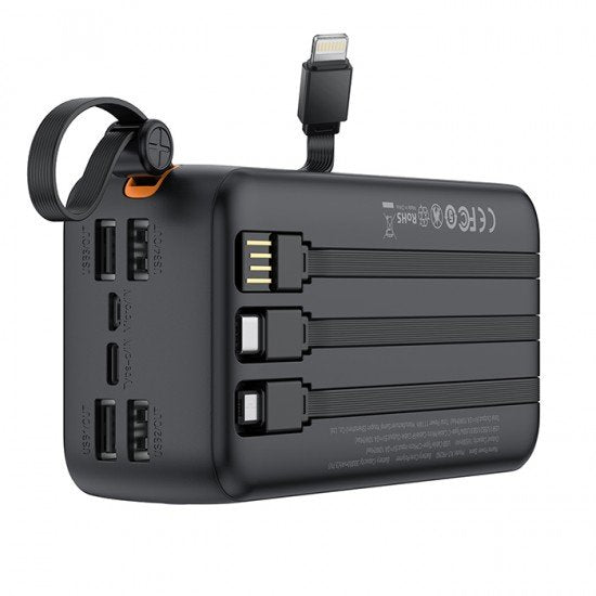 XO PR280 Power Bank 30.000mAh, με 4 ενσωματωμένα καλώδια - ledmania.gr